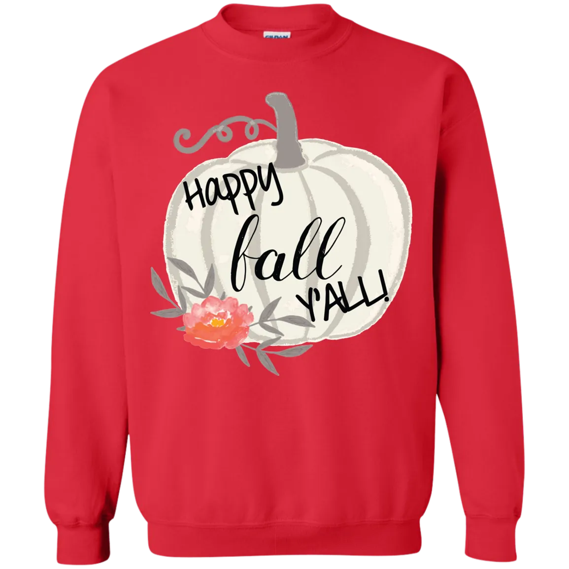 Happy Fall Y’all Watercolor Pumpkin Gildan Sweatshirt – Cozy Autumn Style