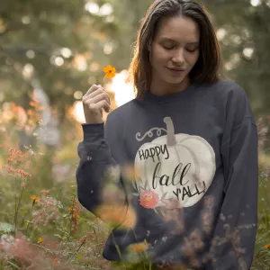Happy Fall Y’all Watercolor Pumpkin Gildan Sweatshirt – Cozy Autumn Style