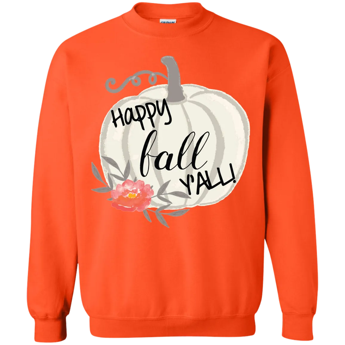 Happy Fall Y’all Watercolor Pumpkin Gildan Sweatshirt – Cozy Autumn Style