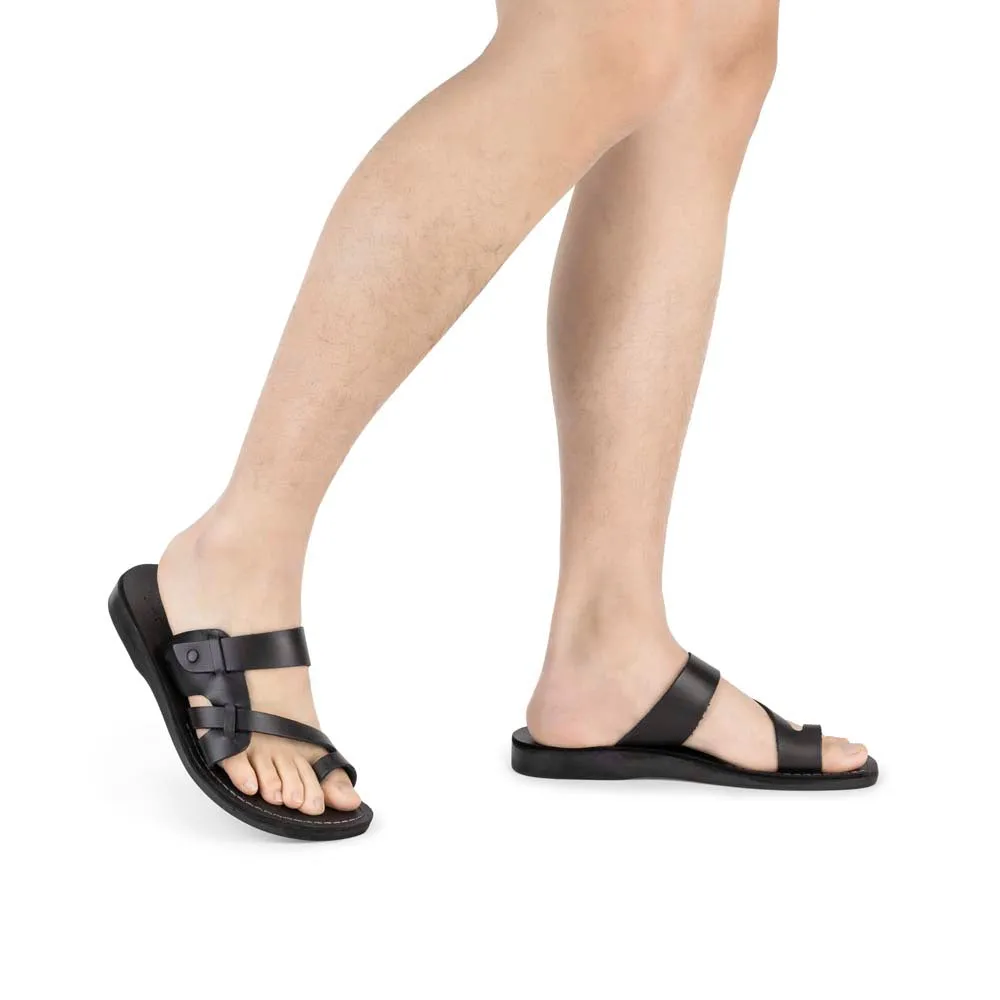 Jabin - Leather Toe Loop Sandal | Black