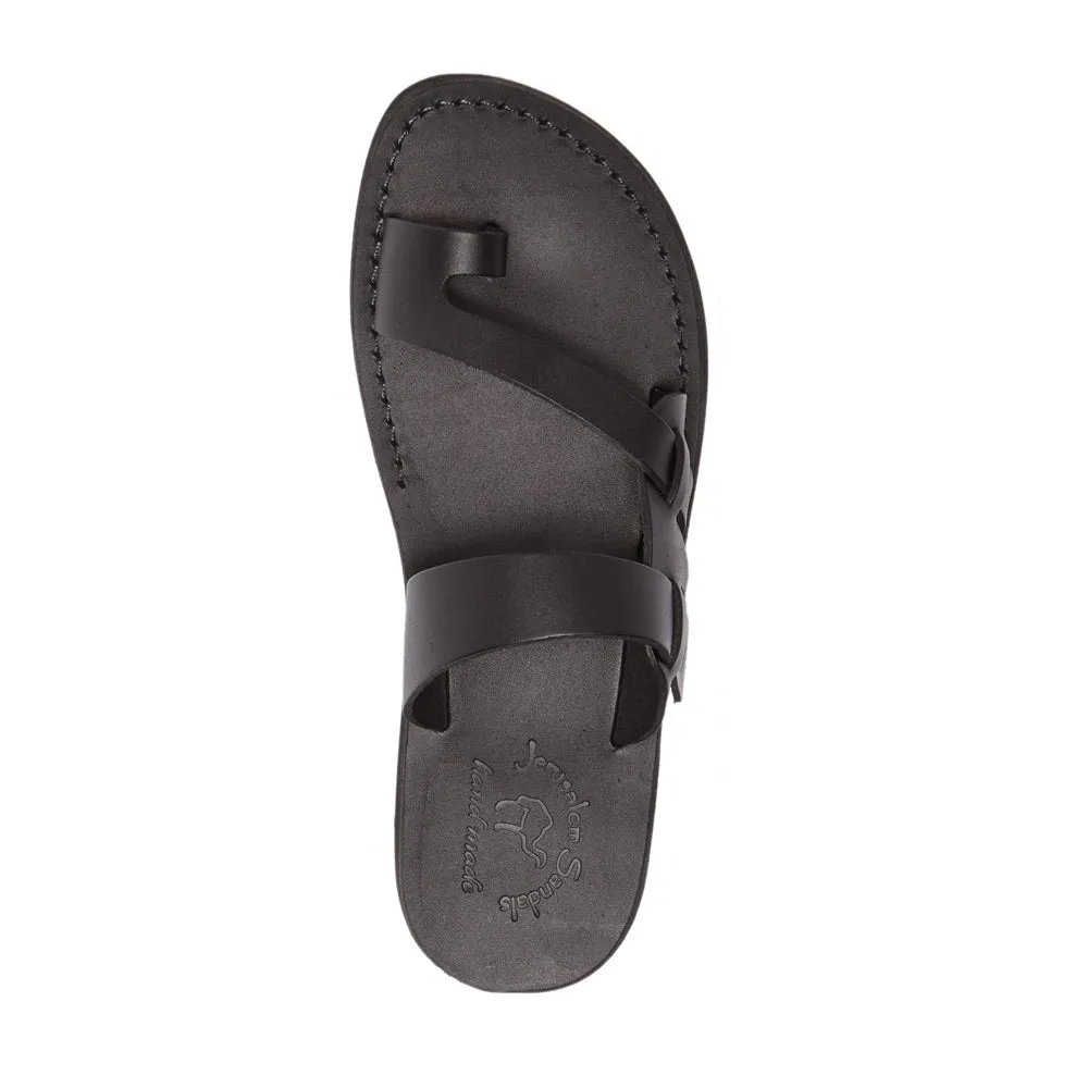 Jabin - Leather Toe Loop Sandal | Black