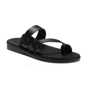 Jabin - Leather Toe Loop Sandal | Black