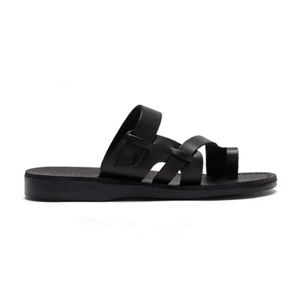 Jabin - Leather Toe Loop Sandal | Black