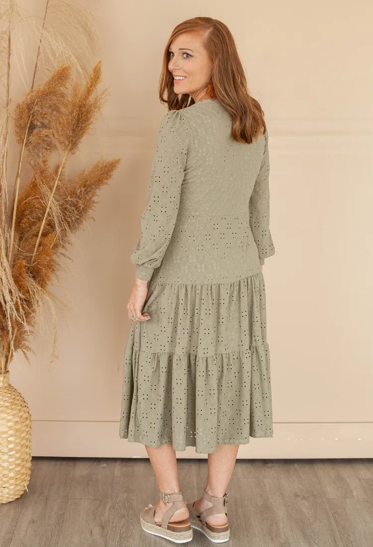 Jenna Eyelet Midi Dress