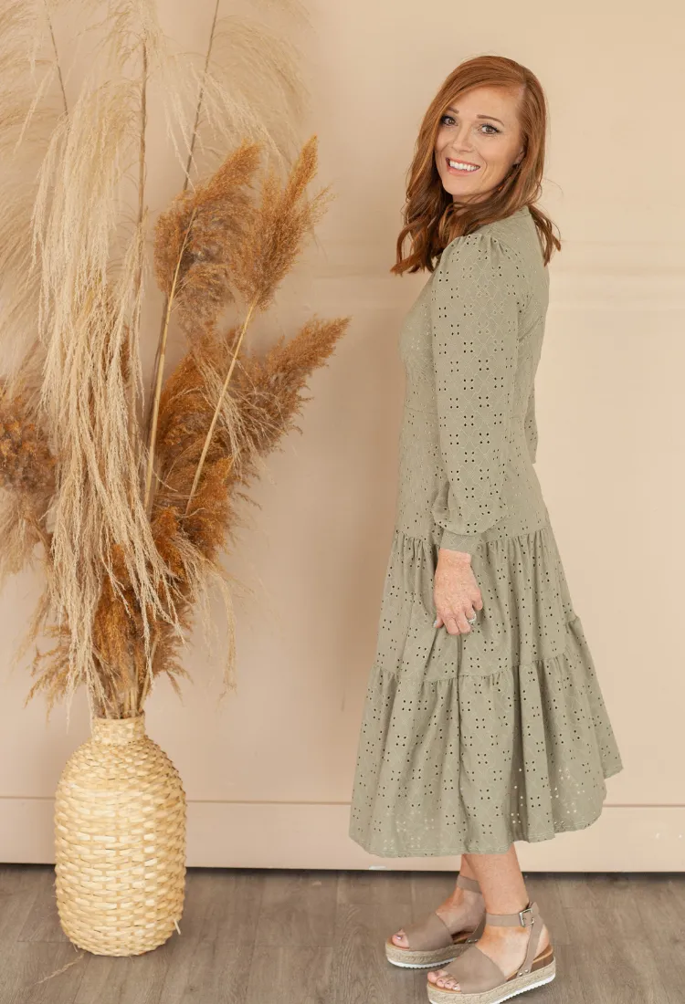 Jenna Eyelet Midi Dress