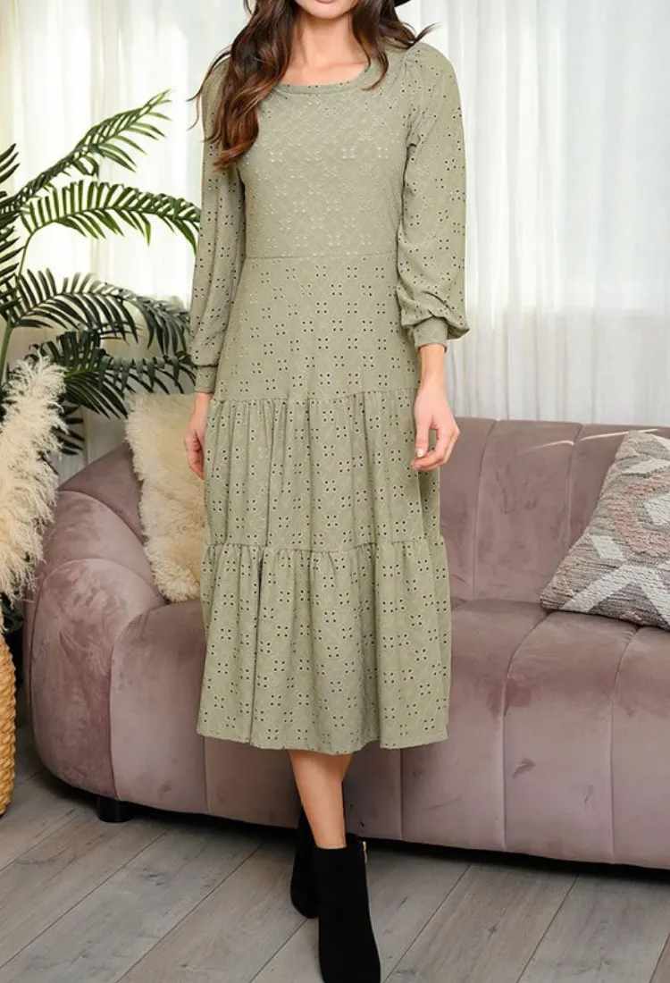 Jenna Eyelet Midi Dress