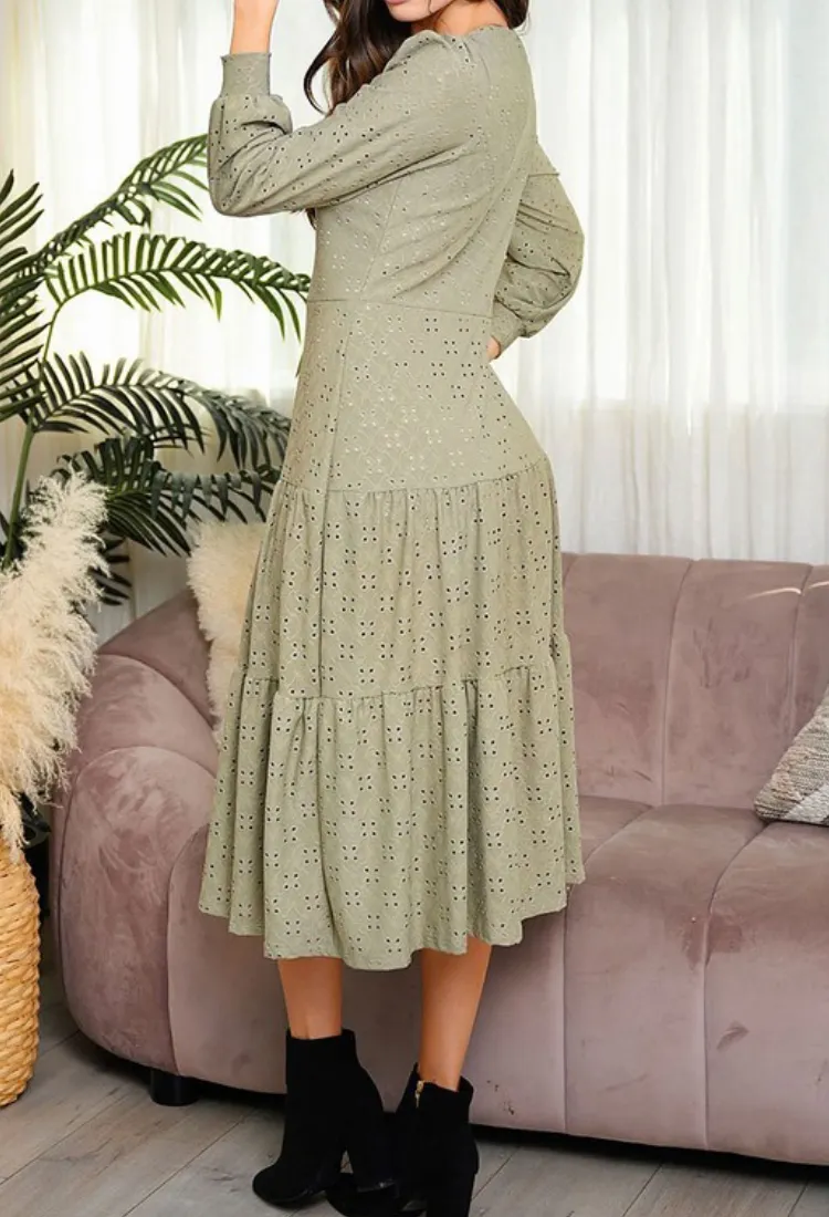 Jenna Eyelet Midi Dress