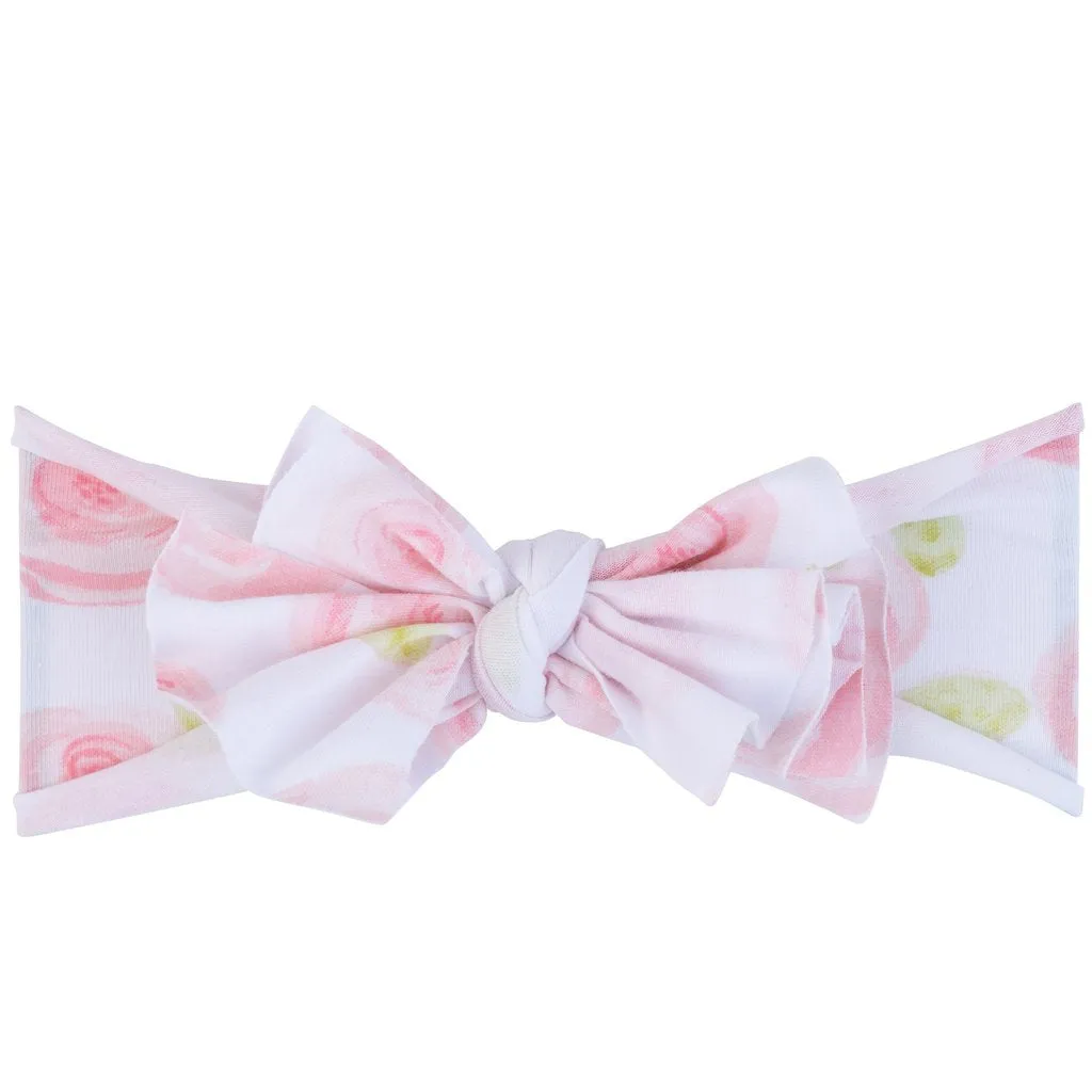 Jersey Cotton Spandex Baby Headband - Rose Print