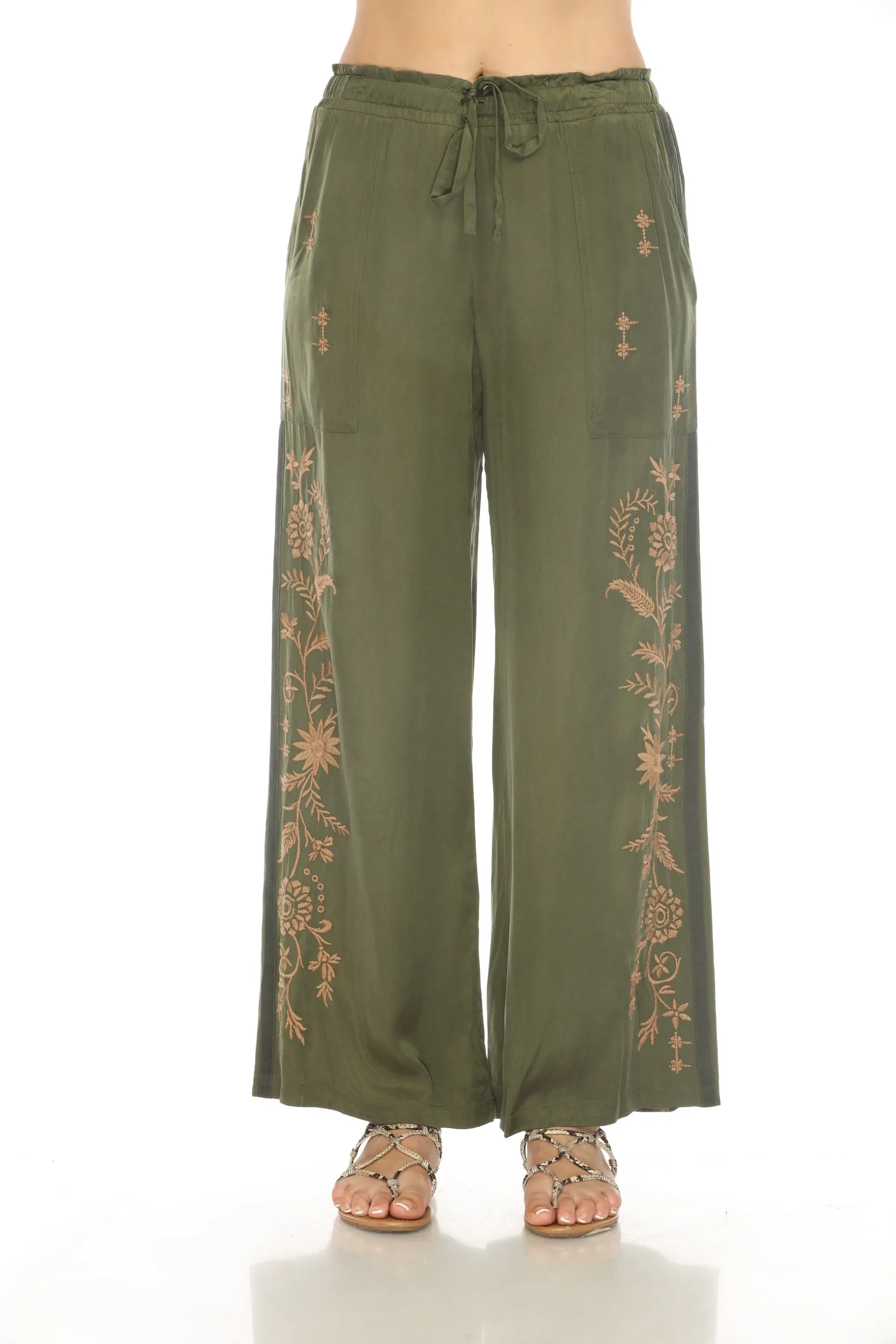 Johnny Was Workshop Chloe Ribbon Pants W60323 Boho Chic *