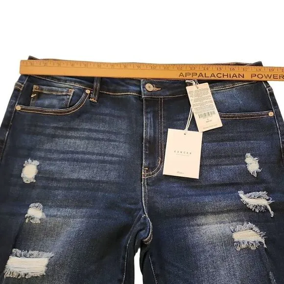 KanCan NWT Women's Size XL Distressed Dark Wash High Rise Skinny Jeans Zip Fly S