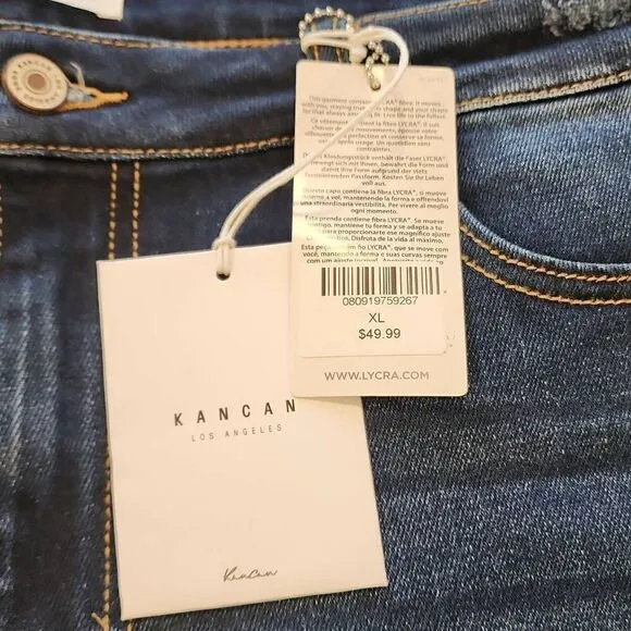 KanCan NWT Women's Size XL Distressed Dark Wash High Rise Skinny Jeans Zip Fly S