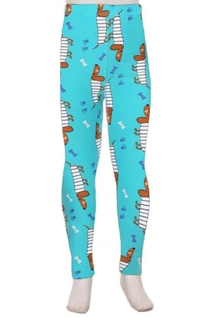 Kids Cartoon Daschund Print Leggings