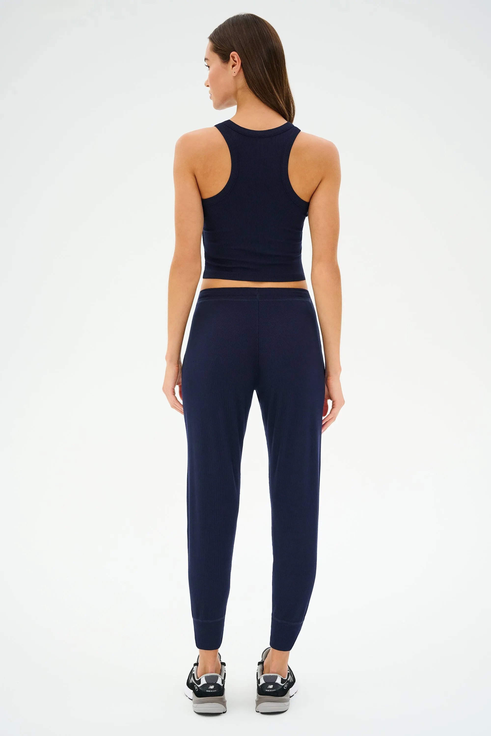 Kiki Rib Crop Tank - Indigo