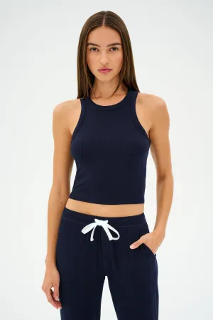 Kiki Rib Crop Tank - Indigo