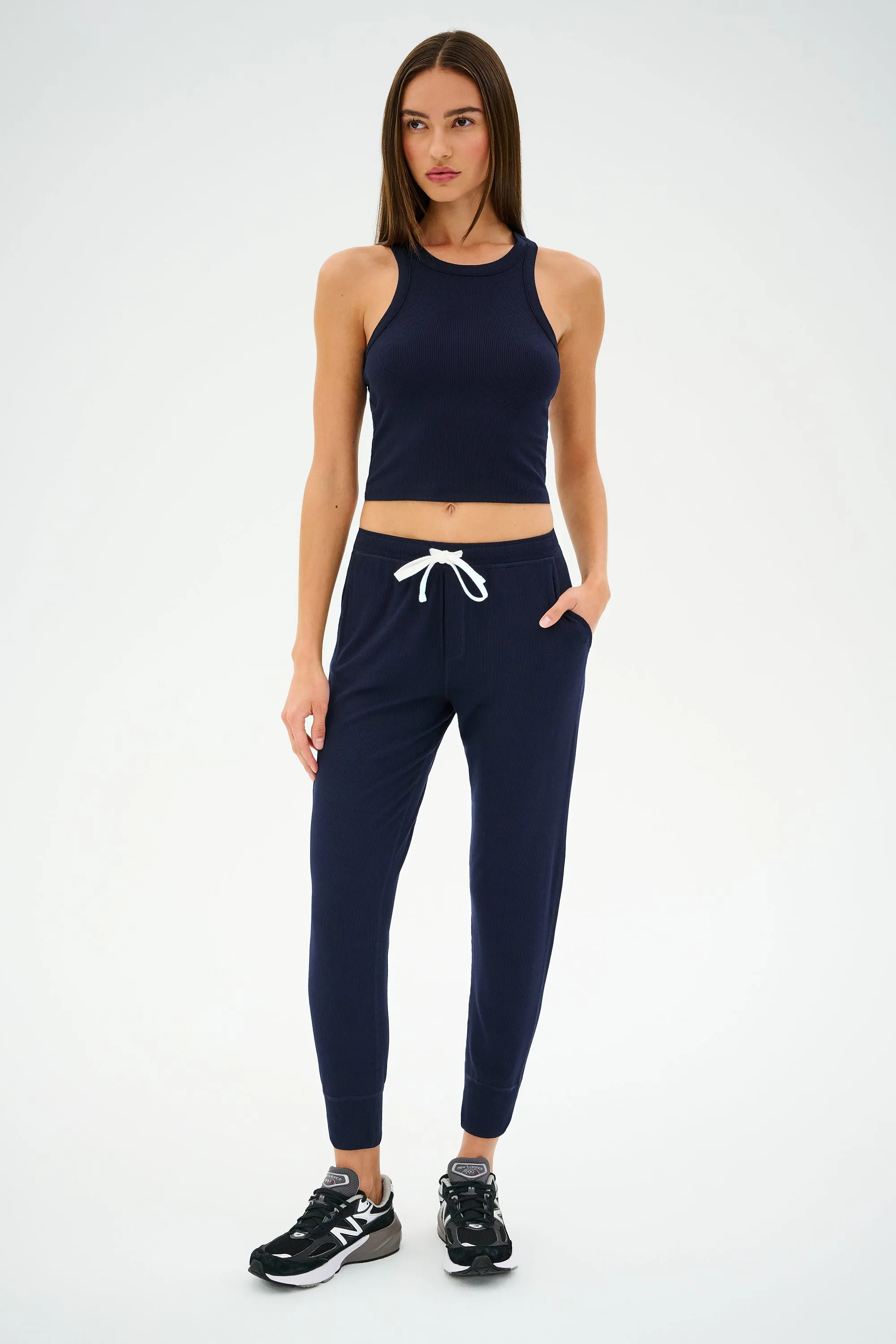 Kiki Rib Crop Tank - Indigo