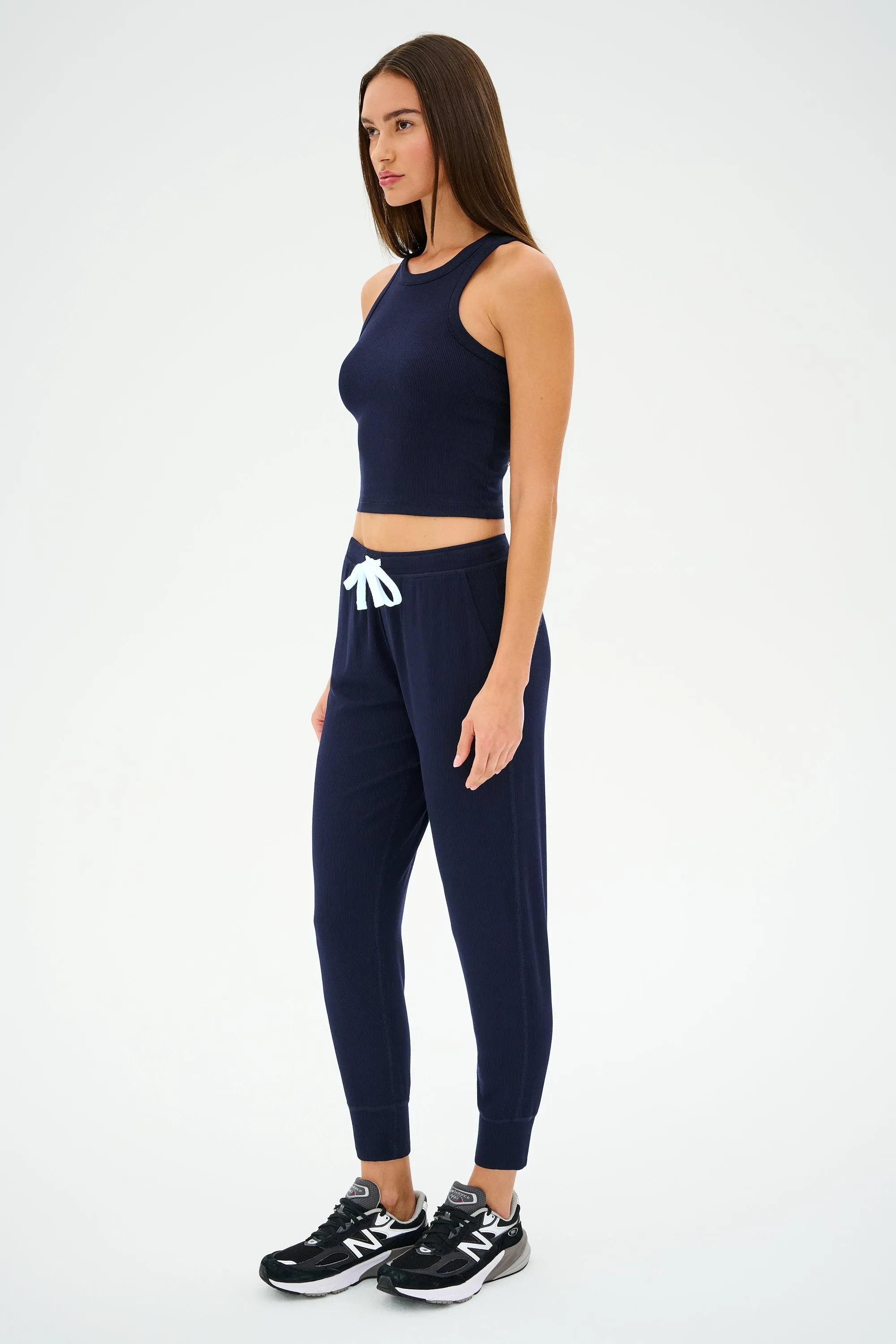 Kiki Rib Crop Tank - Indigo