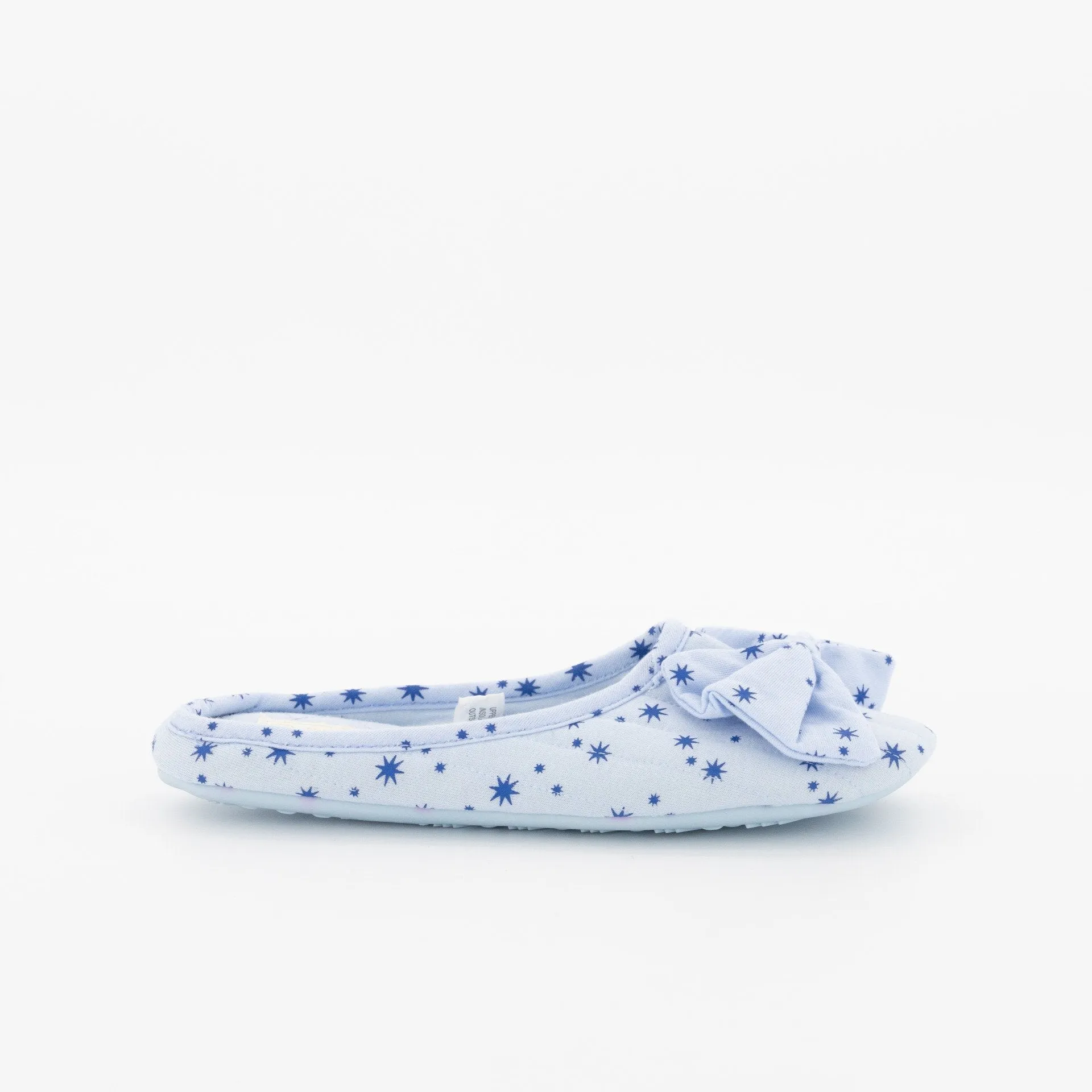 Ladies Bow Printed Closed Toe Slipper-Light Blue