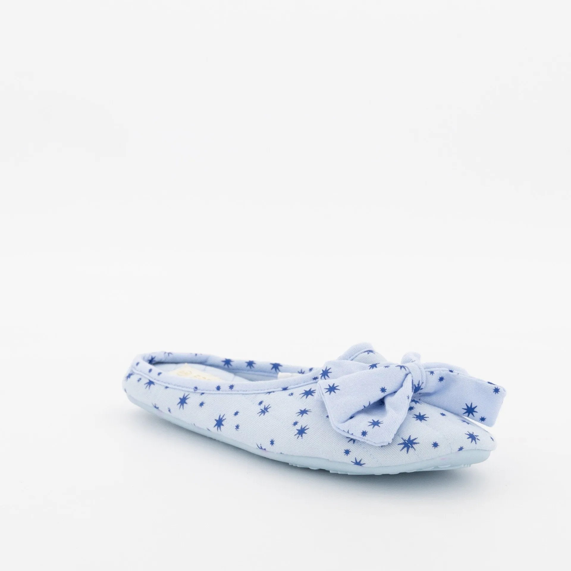 Ladies Bow Printed Closed Toe Slipper-Light Blue