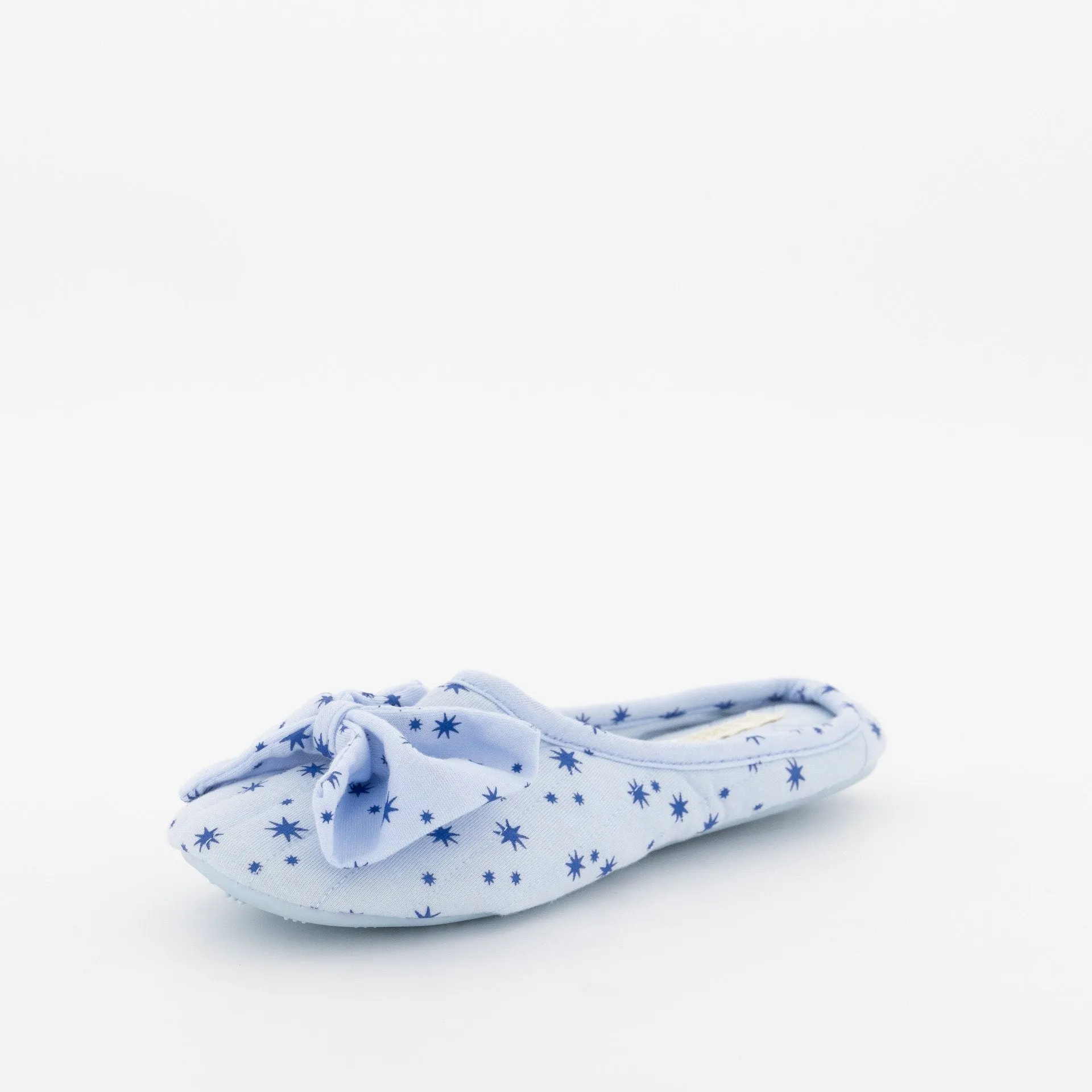 Ladies Bow Printed Closed Toe Slipper-Light Blue