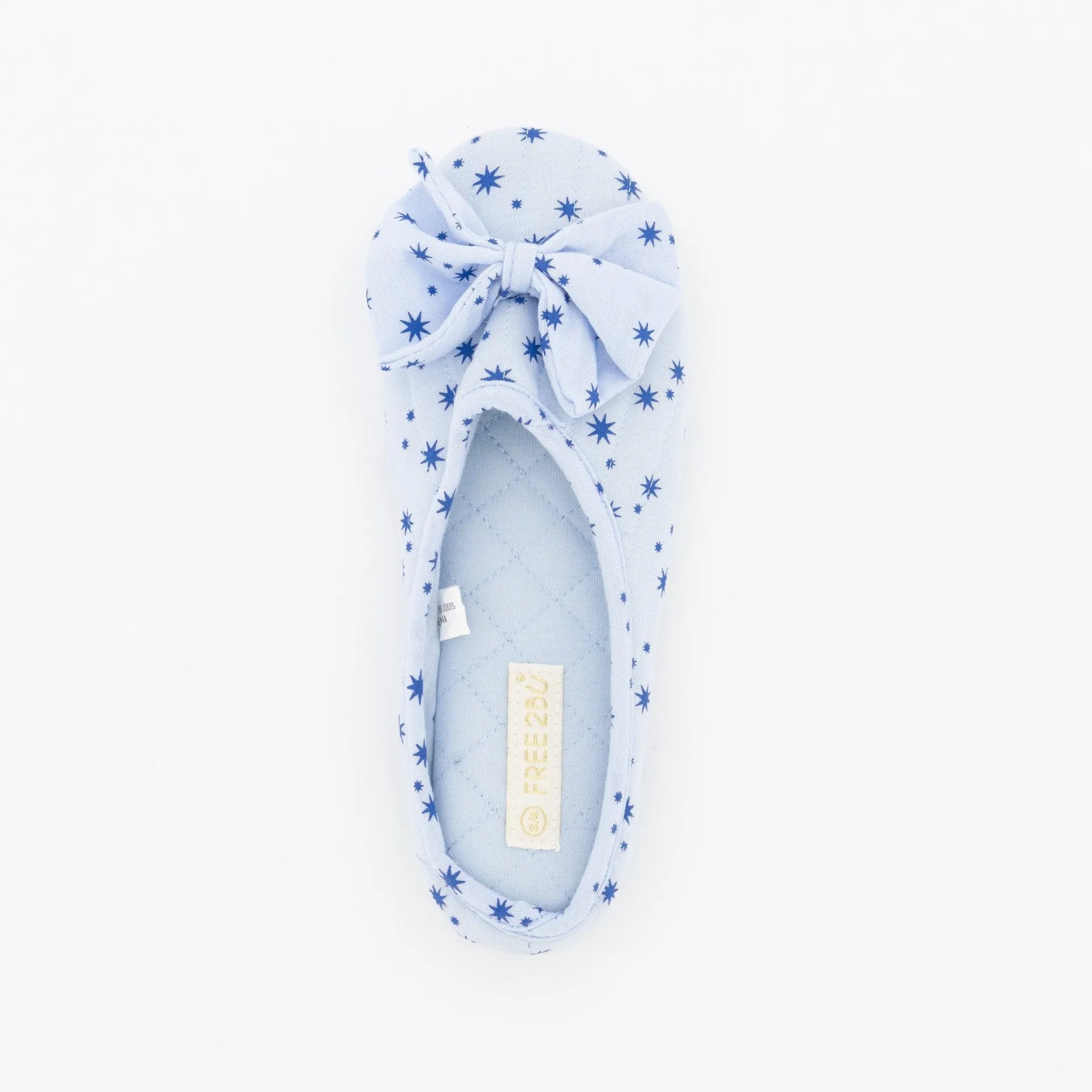 Ladies Bow Printed Closed Toe Slipper-Light Blue