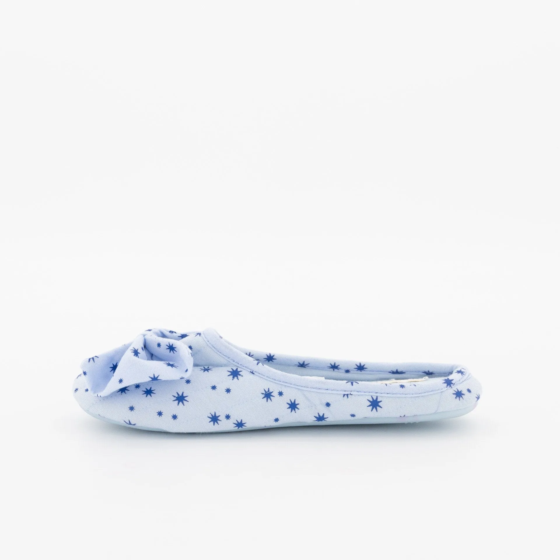 Ladies Bow Printed Closed Toe Slipper-Light Blue