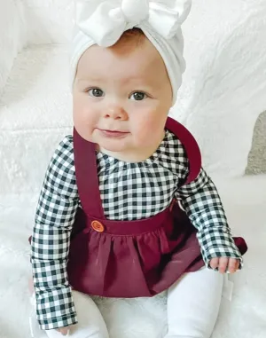 Livee Long Sleeve Leotard - Black & White Gingham