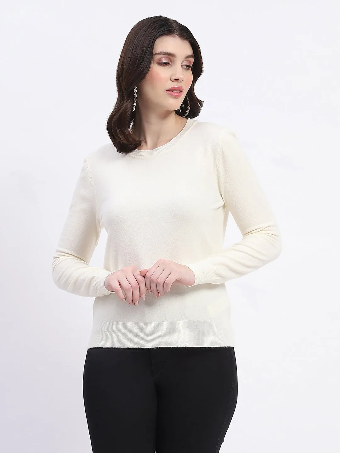 Madame Crew Neck Relaxed Fit Off White Sweater
