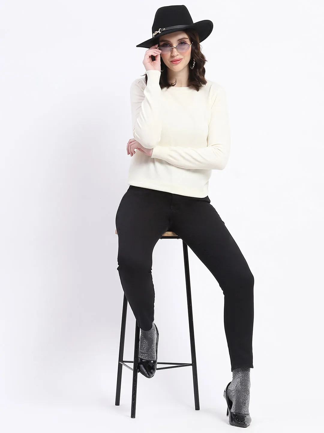 Madame Crew Neck Relaxed Fit Off White Sweater