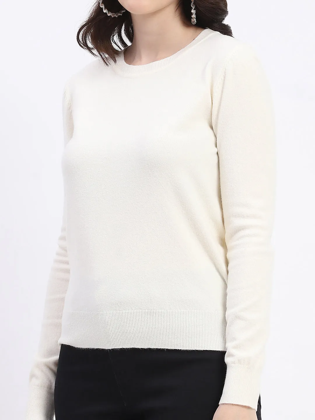 Madame Crew Neck Relaxed Fit Off White Sweater
