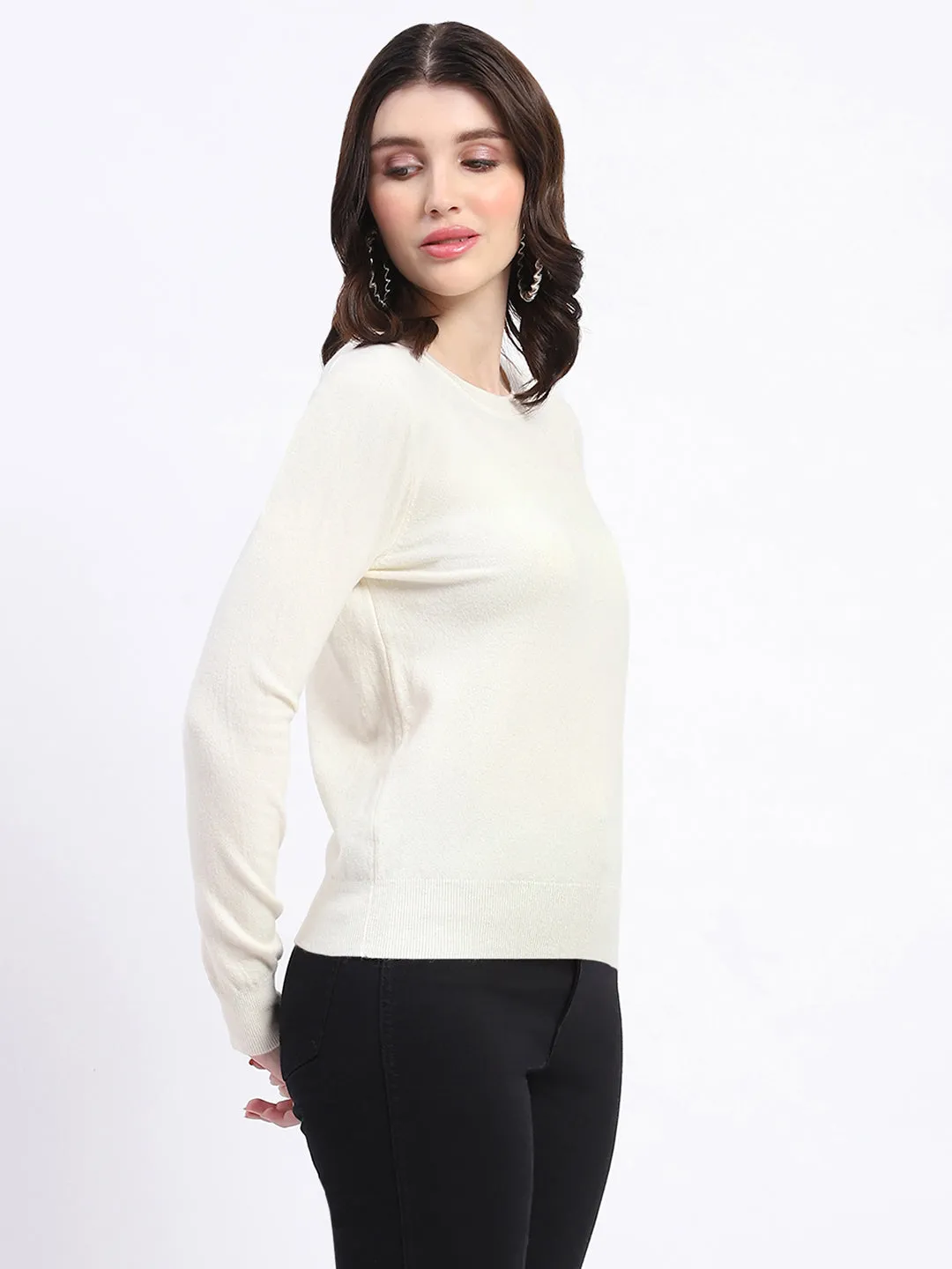 Madame Crew Neck Relaxed Fit Off White Sweater