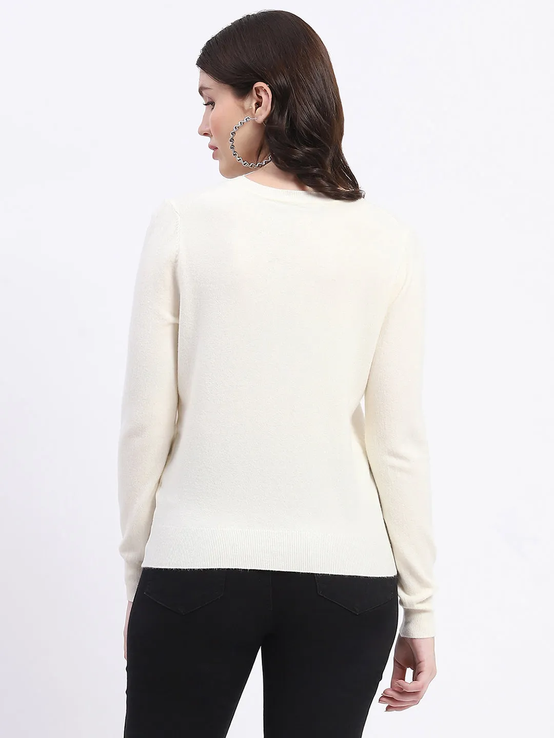 Madame Crew Neck Relaxed Fit Off White Sweater