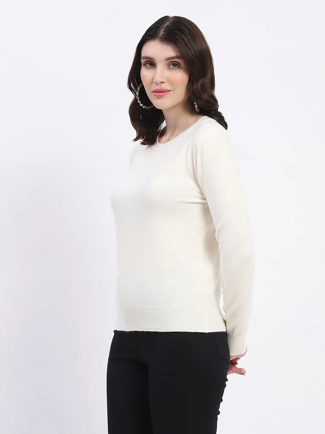 Madame Crew Neck Relaxed Fit Off White Sweater