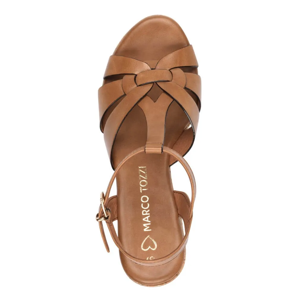Marco Tozzi Platform Sandal 2-28394 Vegan -COGNAC
