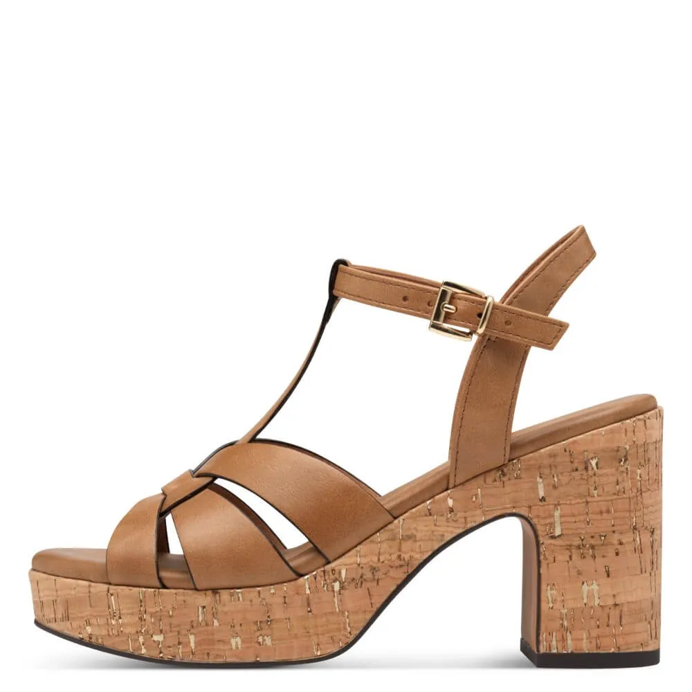 Marco Tozzi Platform Sandal 2-28394 Vegan -COGNAC
