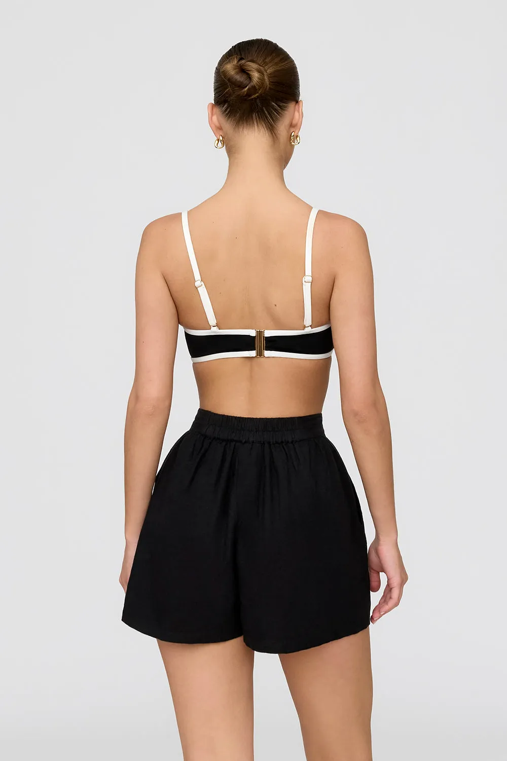 MARRAKECH LINEN BLEND TAILORED SHORTS - SHADOW BLACK