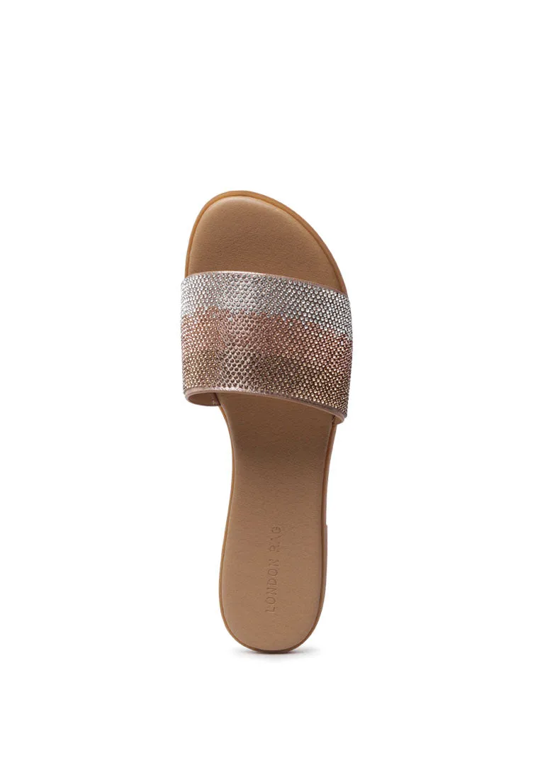 metallic slip-on sandal
