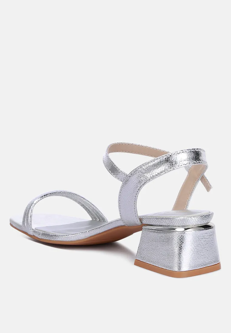 Metallic Strap Block Heels By Ruw