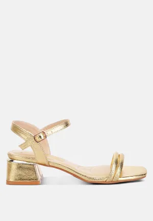 Metallic Strap Block Heels By Ruw