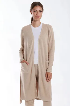 Minnie Rose- Cotton Cashmere Baby Shaker Belted Cardigan- Brown Sugar