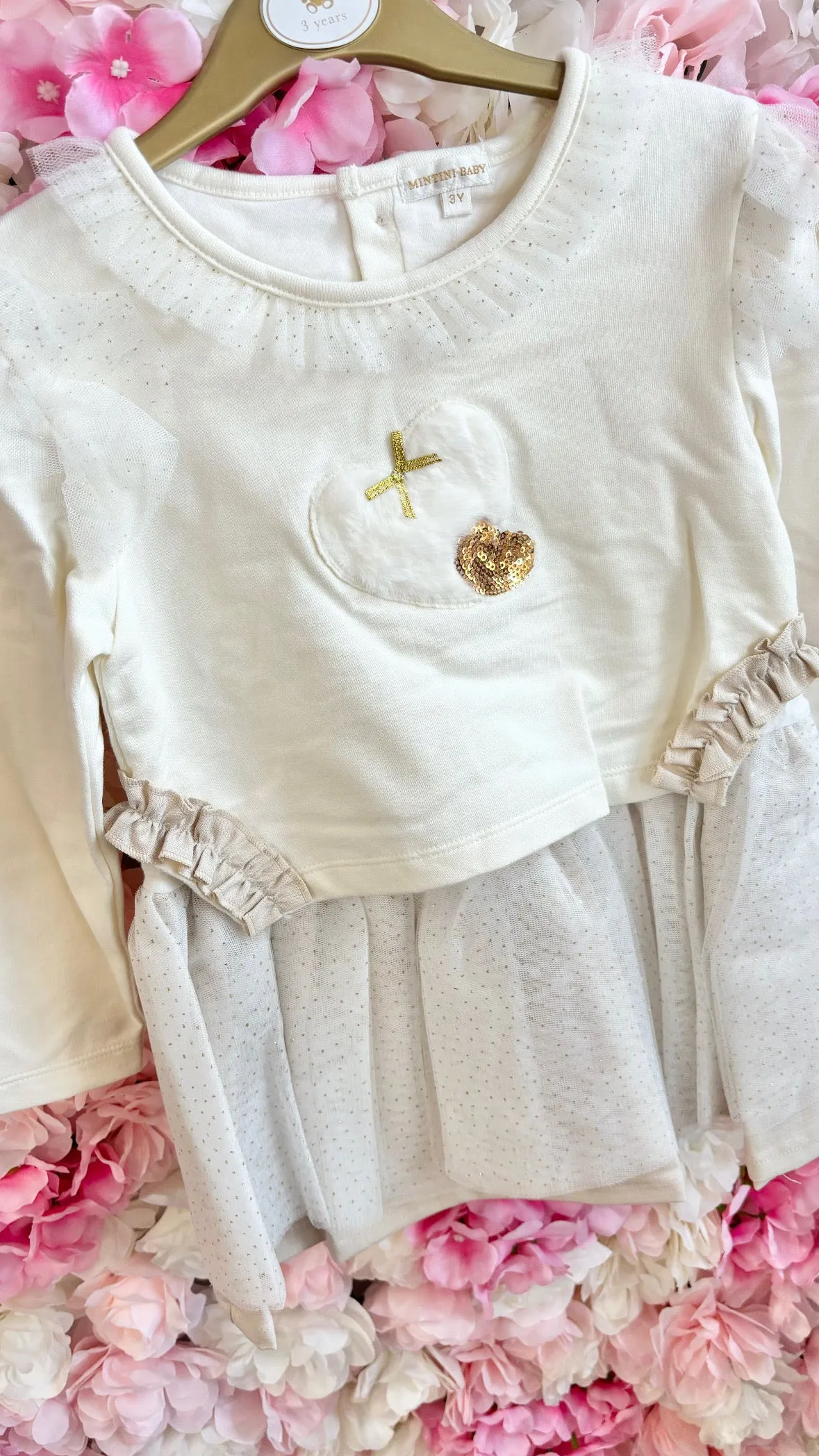 Mintini Ivory / Gold Heart Dress