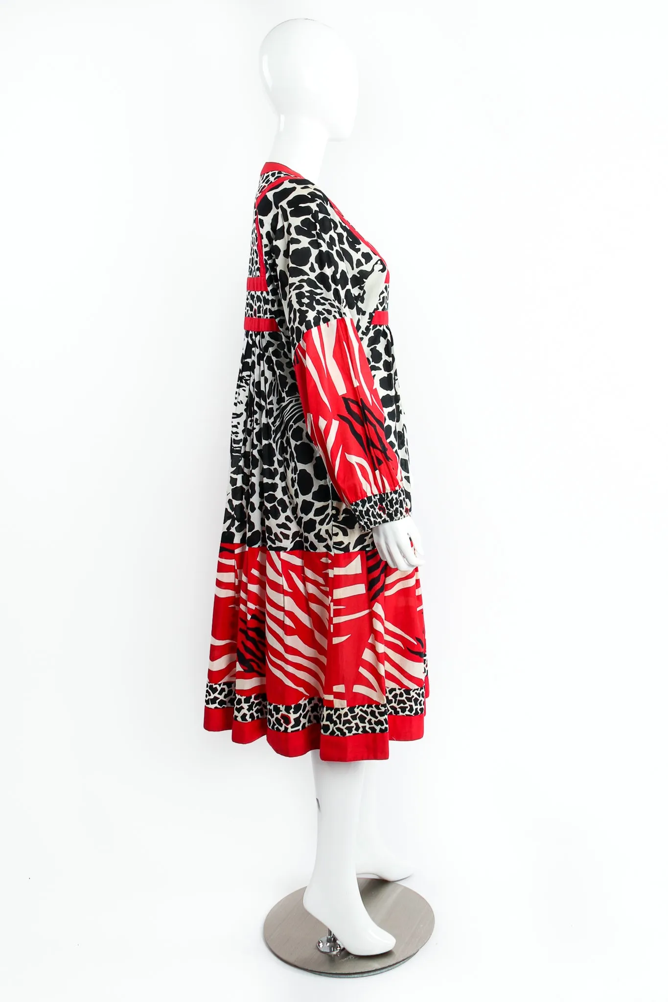 Mixed Animal Print Peasant Dress
