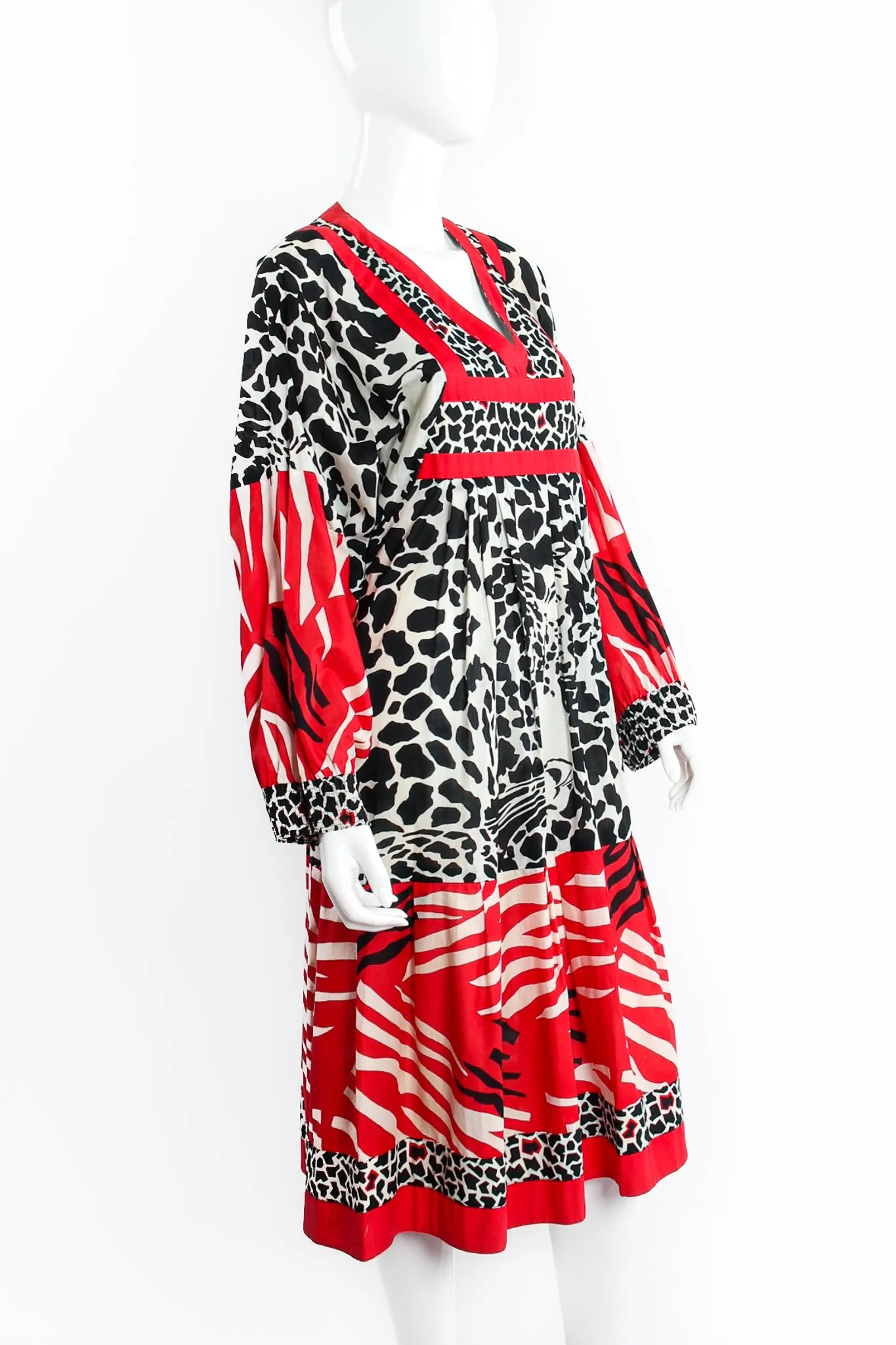 Mixed Animal Print Peasant Dress