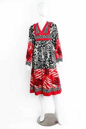 Mixed Animal Print Peasant Dress