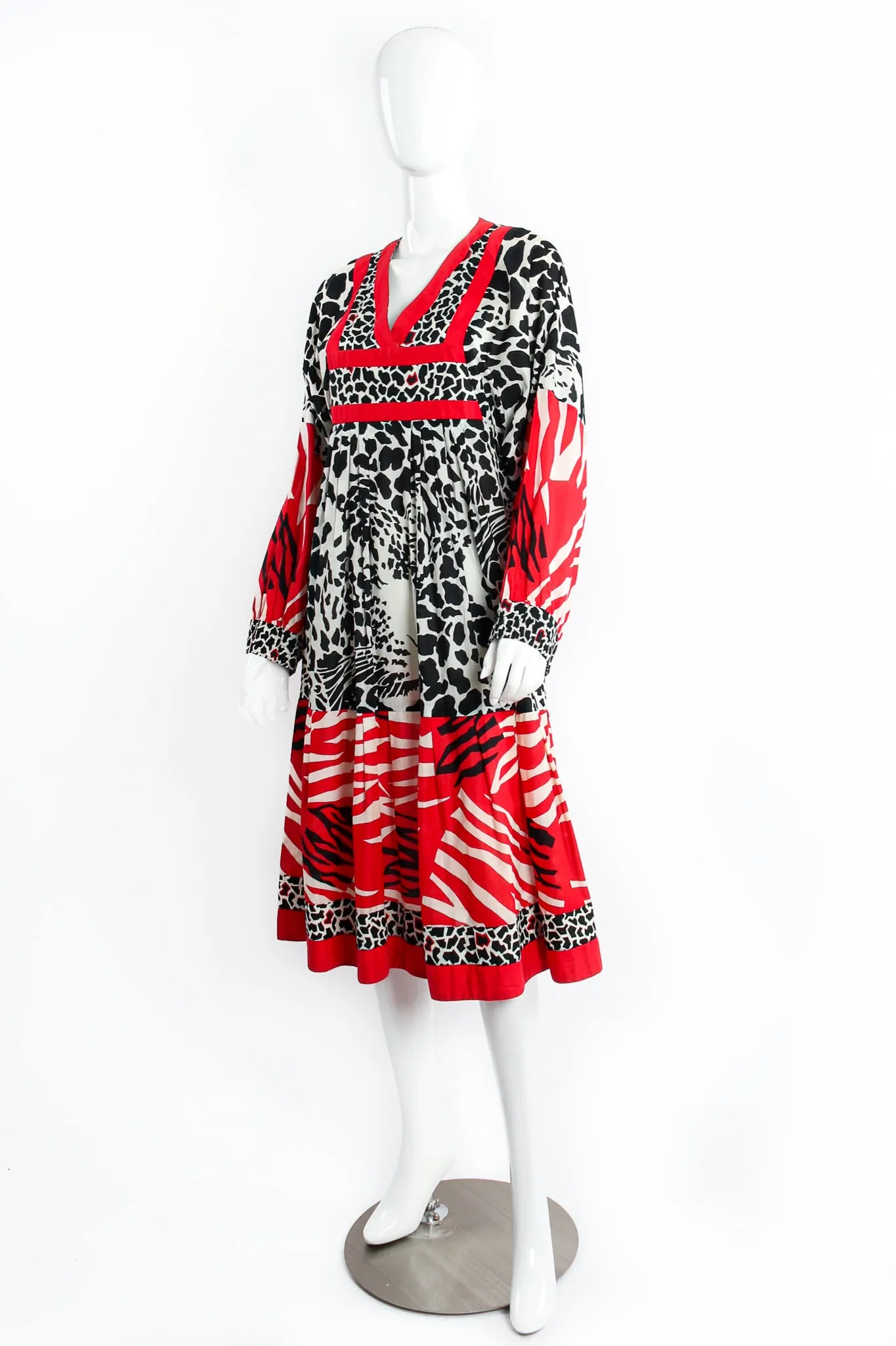 Mixed Animal Print Peasant Dress