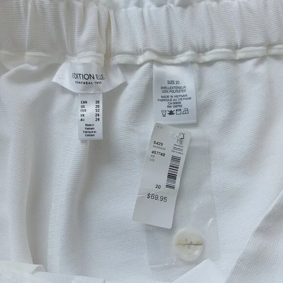 New Addition Elle Pleated Short Plus Size 20 White Tailored High Rise Pockets