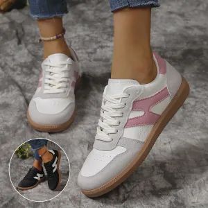 New Colorblock Lace-up Flats Shoes Fashion Round Toe