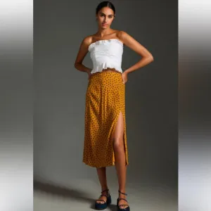 New Maeve Women’s Polka Dot Mustard Skirt Sz 14P