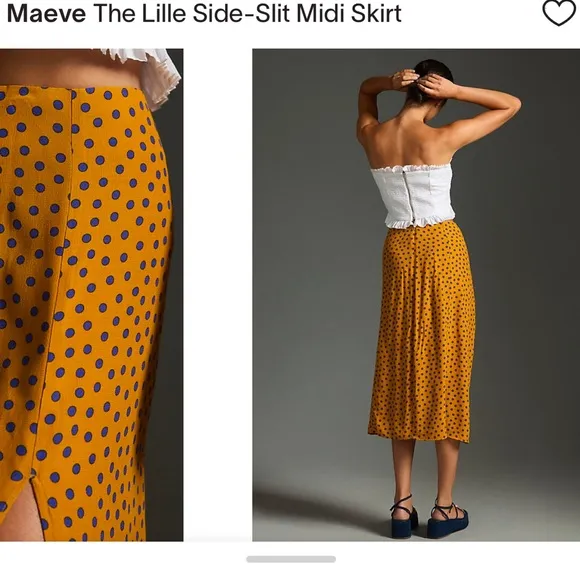 New Maeve Women’s Polka Dot Mustard Skirt Sz 14P