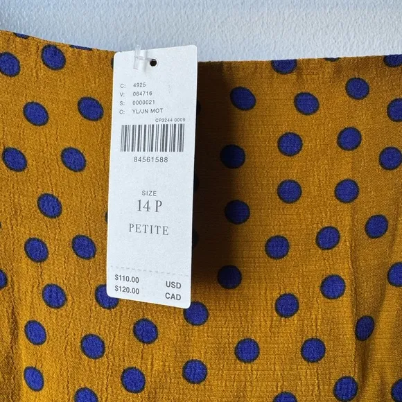 New Maeve Women’s Polka Dot Mustard Skirt Sz 14P
