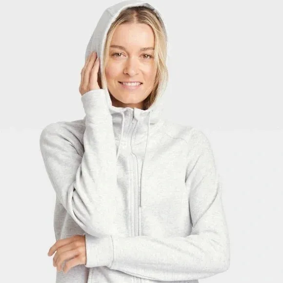 New Women's Fleece Full Zip Hooded Sweatshirt - All in Motion M NWT LAVENDER Sz M